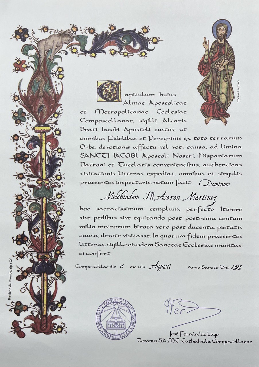 A Compostela issued in 2023